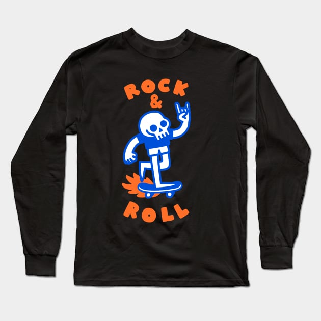 ROCK & ROLL SKULL Long Sleeve T-Shirt by obinsun